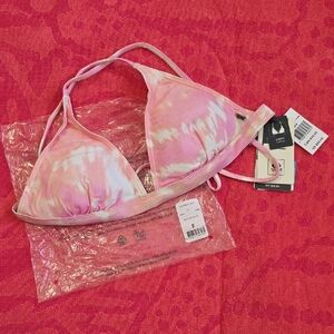 Rip Curl Pink and Orange Tie-Dye Sport Bikini Top